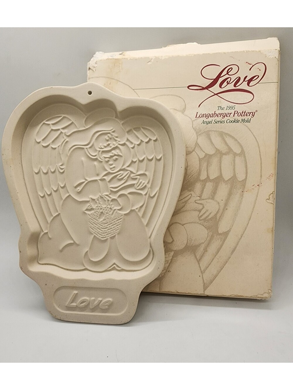 Longerberger Pottery 1995 Angel of LOVE - Cookie Mold Vintage Retired with box